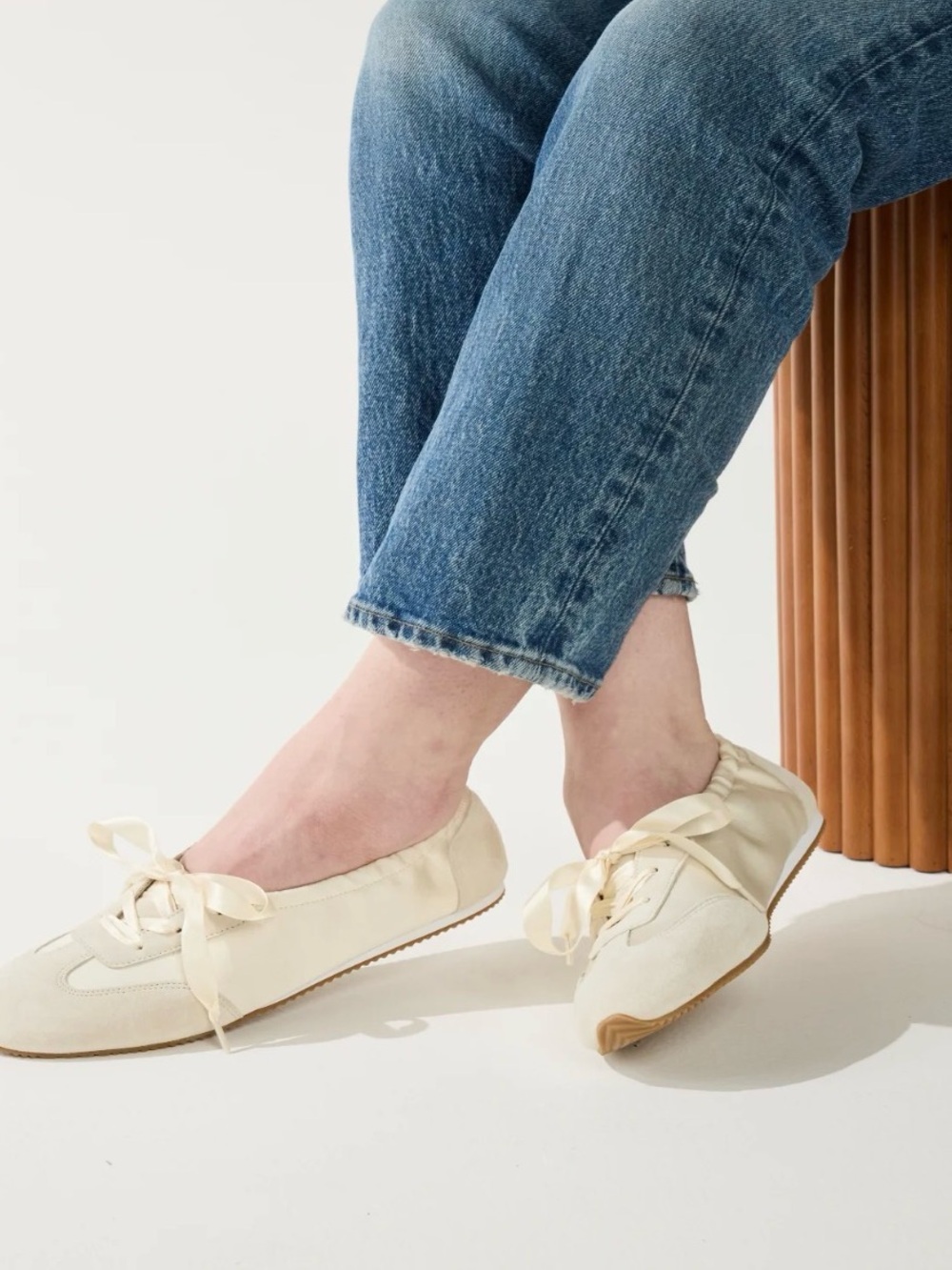 Yosi Samra Ava sneaker in cream leather ballet sneaker style